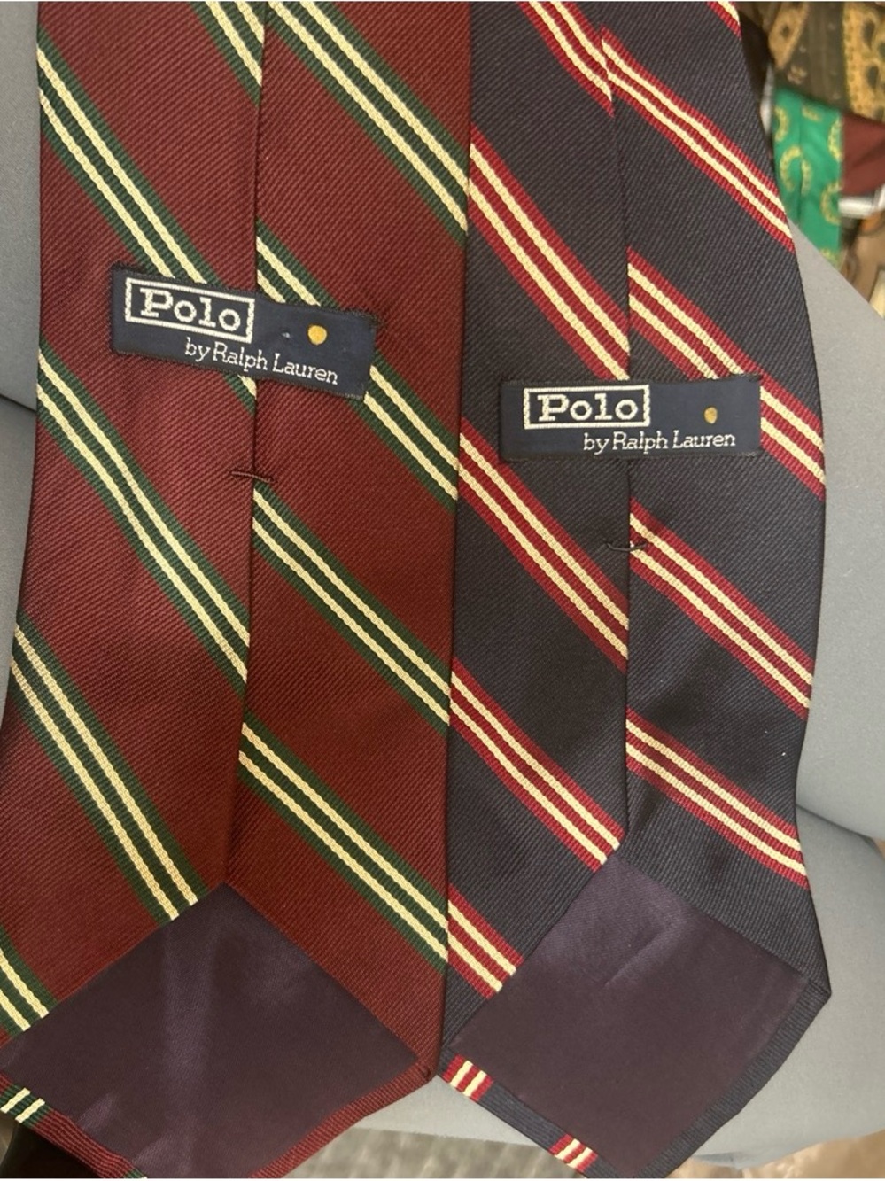 Polo by Ralph Lauren Men's Striped Silk Ties Bundle - Burgundy and Navy
